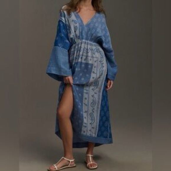 By Anthropologie Boho Hippie Long Sleeve Gauze Maxi Dress - Picture 1 of 14